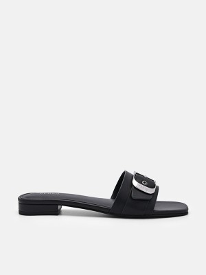 Black Women's Pedro Helix Buckle Sandals | TESDAM-479