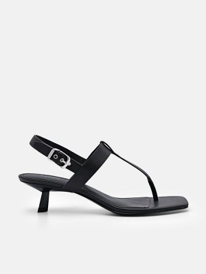 Black Women's Pedro Helix Heels Sandals | CSLVIR-835