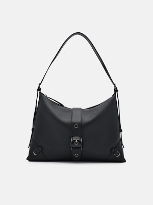 Black Women's Pedro Helix Leather Hobo Bag | KZMCJL-453