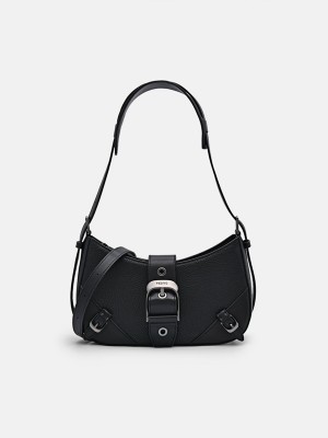 Black Women's Pedro Helix Leather Shoulder Bags | RVISWL-392