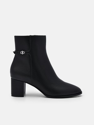 Black Women's Pedro Icon Leather Heel Boots | UTLQNM-509