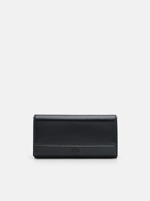 Black Women's Pedro Icon Leather Long Bifold Wallet | UROSML-217