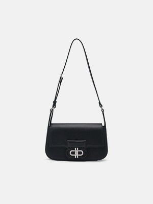 Black Women's Pedro Icon Leather Shoulder Bags | ALZSBF-064