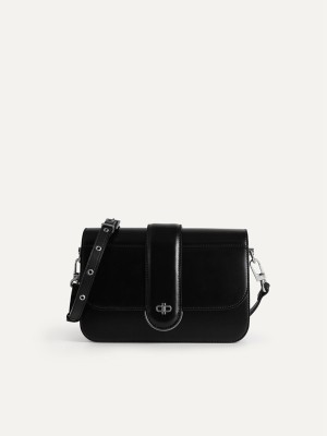 Black Women's Pedro Icon Leather Shoulder Bags | JQUILH-801