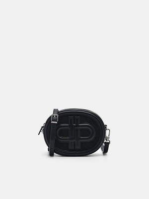 Black Women's Pedro Icon Round Leather Shoulder Bags | XQLAHO-705