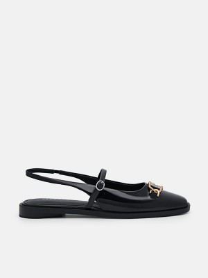 Black Women's Pedro Jean Leather Slingback Sandals | ZXDENU-601