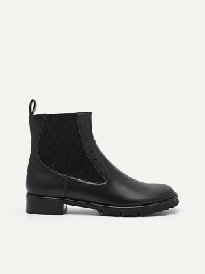 Black Women's Pedro Leather Chelsea Boots | HTFEAZ-765