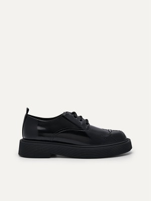 Black Women's Pedro Maisie Leather Derby Shoes | LVTCMZ-175