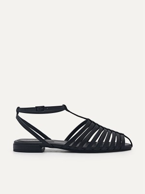 Black Women's Pedro Palma Caged Sandals | GSCBFX-695