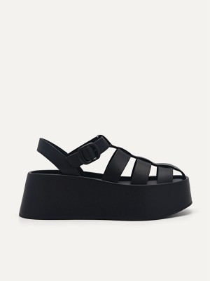 Black Women's Pedro Palma Platform Sandals | HFKQSG-651