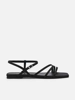 Black Women's Pedro Peggy Ankle Strap Sandals | FEDMCA-156