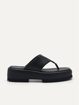 Black Women's Pedro Platform Sandals | NEPVLF-714