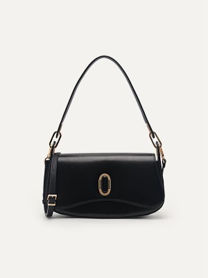 Black Women's Pedro Rift Leather Shoulder Bags | WJZIXY-509