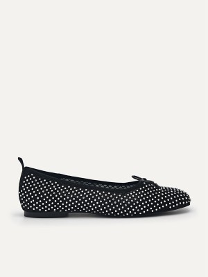 Black Women's Pedro Rina Mesh Ballerina Flats | BRDCQO-481