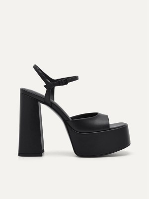 Black Women's Pedro Selma Platform Heels Sandals | LRXHZO-637