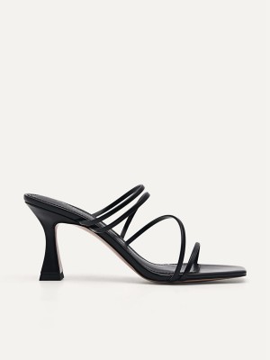 Black Women's Pedro Strappy - Black Heels Sandals | YFCRSX-613