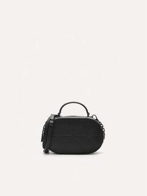 Black Women's Pedro Studio Cara Leather Mini in Pixel Shoulder Bags | TBKEGS-206