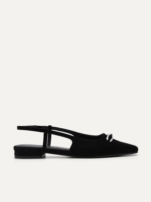 Black Women's Pedro Studio Kate Leather Ballerina Flats | SREZKN-018