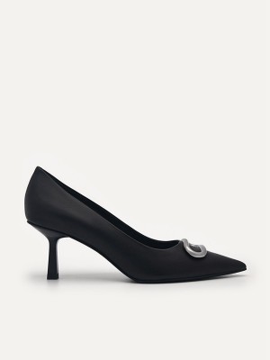 Black Women's Pedro Studio Kate Leather Pumps | OLBCUQ-498