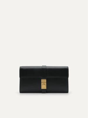 Black Women's Pedro Studio Leather Bifold Wallet | QWDSUG-795