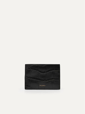 Black Women's Pedro Studio Leather Card Holder | SVQBZM-187