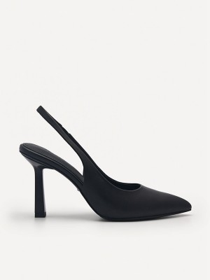 Black Women's Pedro Studio Liza Leather Slingback Pumps | TSMYHW-182