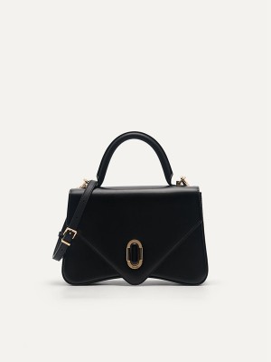 Black Women's Pedro Zenith Leather Handbag | BKGULJ-986