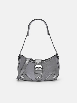 Blue Grey Women's Pedro Helix Leather Shoulder Bags | GHMJQK-248