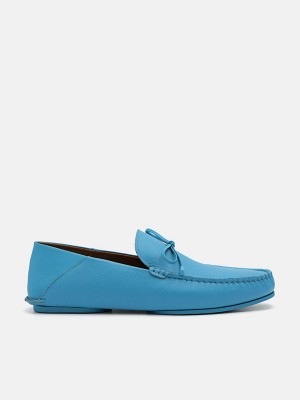 Blue Men's Pedro Leto Leather Moccasins | LKXDWB-714