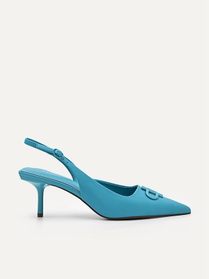 Blue Women's Pedro Icon Leather Slingback Pumps | RVFBZM-319