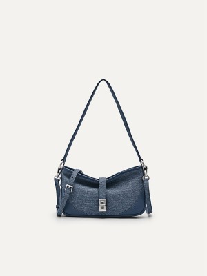 Blue Women's Pedro Ruched Shoulder Bags | RIHSDC-045