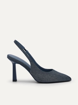 Blue Women's Pedro Studio Liza Denim Slingback Pumps | RVKMIS-138