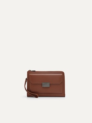 Brown Men's Pedro Henry Leather Clutch Bag | RUHPVT-689