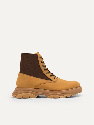 Brown Men's Pedro Hybrix Leather Boots | XPNLEF-487