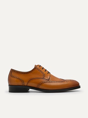 Brown Men's Pedro Icon Leather Brogue Derby Shoes | EDKPSO-713