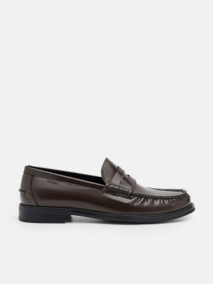 Brown Men's Pedro Leather Penny Loafers | FZWTEG-728