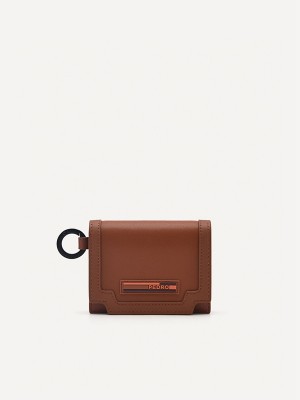 Brown Men's Pedro Leather with Key Ring Card Holder | QKUEOH-059