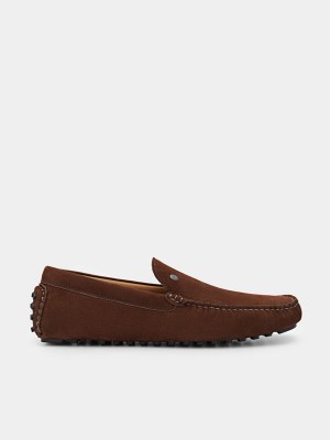 Brown Men's Pedro Nubuck Moccasins | UXZGQO-053