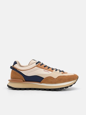 Brown Men's Pedro Stream Suede Sneakers | NXYVJT-548