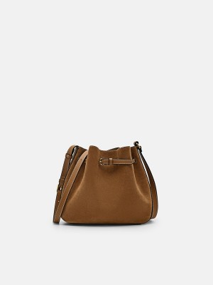 Brown Women's Pedro Helix Leather Bucket Bags | CSIPWM-680