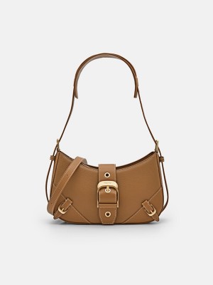 Brown Women's Pedro Helix Leather Shoulder Bags | YTSEDQ-903