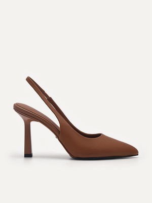 Brown Women's Pedro Studio Liza Leather Slingback Pumps | UOMYCS-263