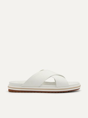 Cream Men's Pedro Icon Cross Strap Sandals | RNCOBX-871