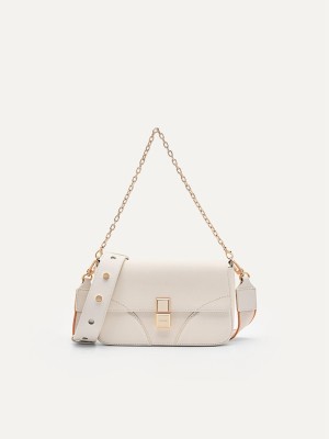 Cream Women's Pedro Bianca Leather Shoulder Bags | SDATUQ-386