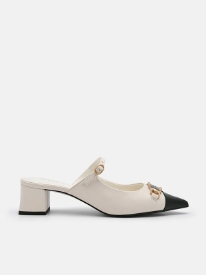 Cream Women's Pedro Jean Leather Heel Mules | CHPJBV-947