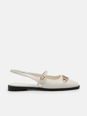 Cream Women's Pedro Jean Leather Slingback Sandals | EIRDYP-943