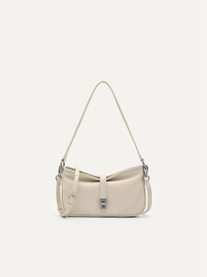 Cream Women's Pedro Ruched Shoulder Bags | KGRJZV-029