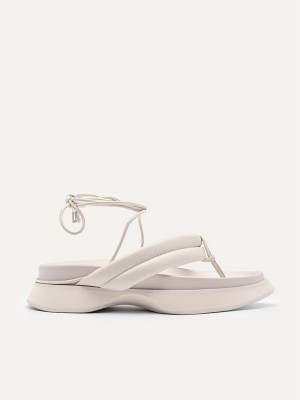 Cream Women's Pedro Strappy Thong Sandals | FXMSOY-807