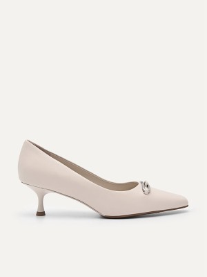 Cream Women's Pedro Studio Kate Leather Pumps | AQJKUB-962