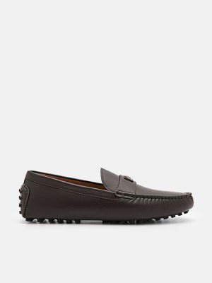 Dark Brown Men's Pedro Allen Leather Moccasins | COGZNP-931